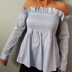 Chelsea28 Off The Shoulder Striped Blouse Top